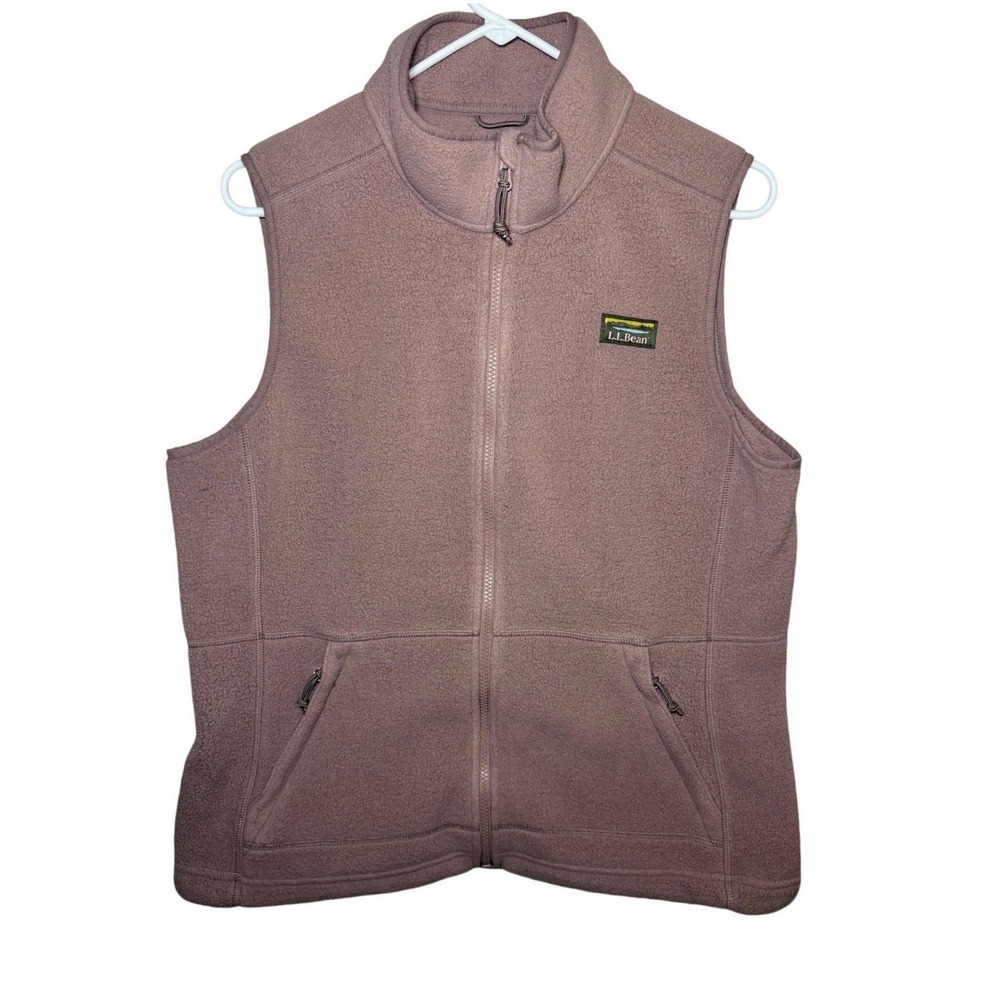 L.L. Bean Fleece Full Zip Vest Womens Large Regular Mauve Pink Mountain Classic